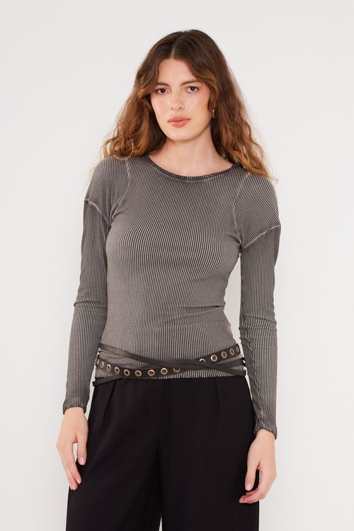 Blusa Malha Manga Longa - Preto