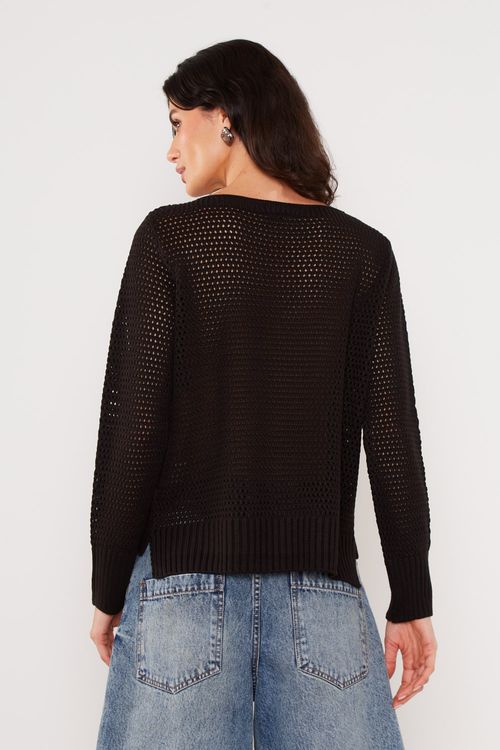 Blusa Tricot Telado - Preto