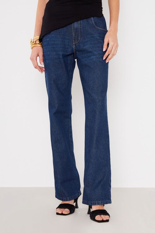 Calça Jeans Reta Barra Virada - Jeans