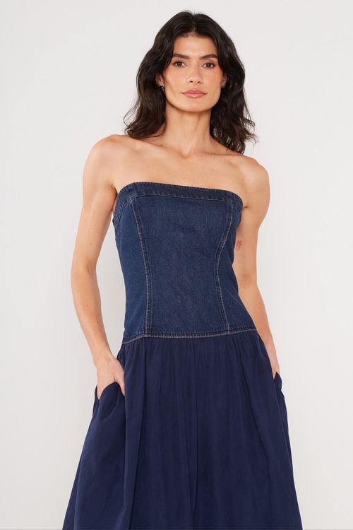 Vestido Jeans Mix Techno - Jeans
