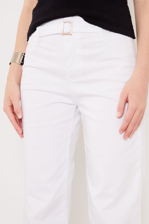 Calça Sarja Wideleg Cinto - Branco