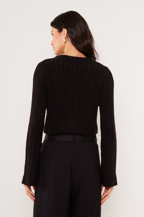 Cardigan Tricot Botões - Preto