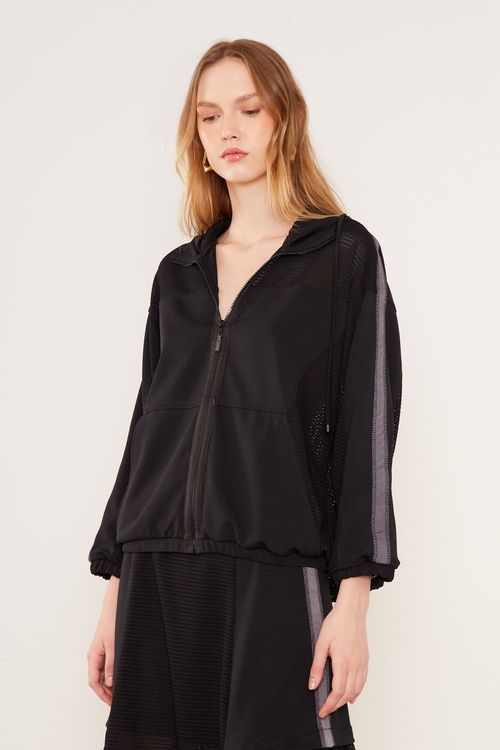 Bomber Malha Mix Tela - Preto