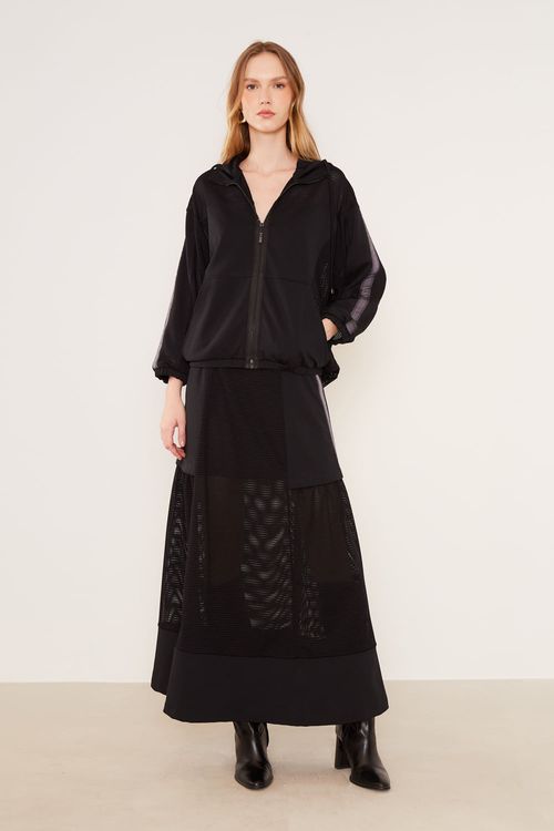 Bomber Malha Mix Tela - Preto