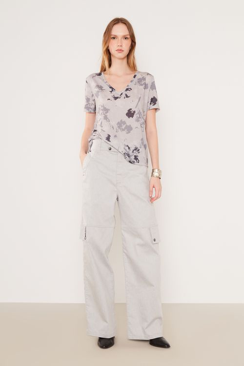 Blusa Malha Decote v Estampa Cinis - Est Cinis