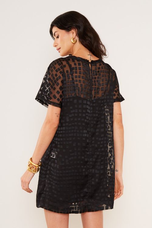 Vestido Curto Devore Play - Preto
