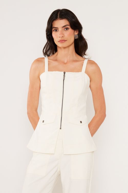 Blusa Alfaiataria Zíper - Off White