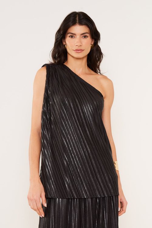 Blusa Malha Milo Plissada - Preto