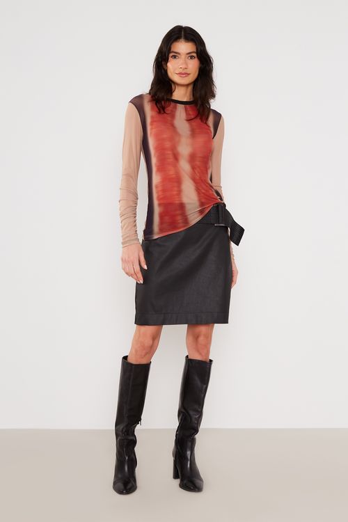 Saia Resinada Cinto Pespontado - Preto