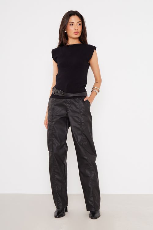 Calça Super Baggy Resinada - Preto