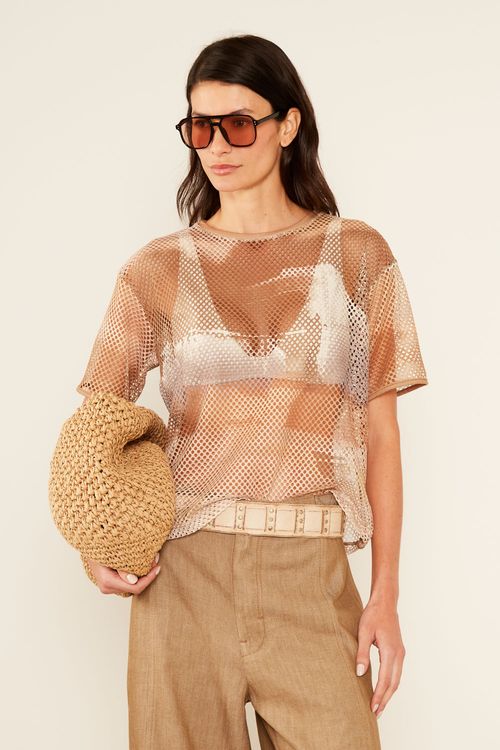 Blusa Malha Estampa Abstrato Rocha - Est Abstrato Rocha