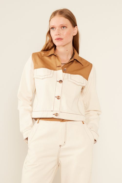 Jaqueta Sarja Bicolor - Bege Areia