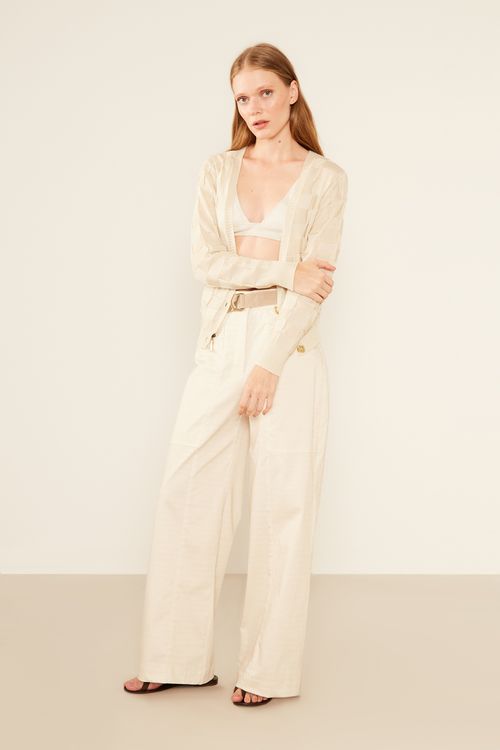 Cardigan Tricot Quadradinhos - Off White