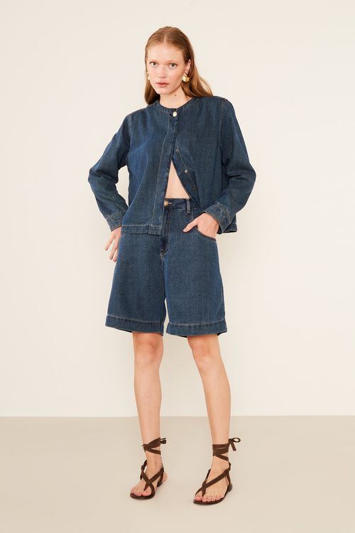 Bermuda Jeans Recorte Pences - Jeans