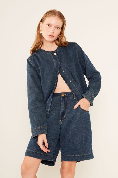 Bermuda Jeans Recorte Pences - Jeans