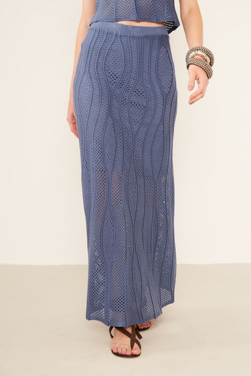 Saia Tricot Pontos - Azul Marine