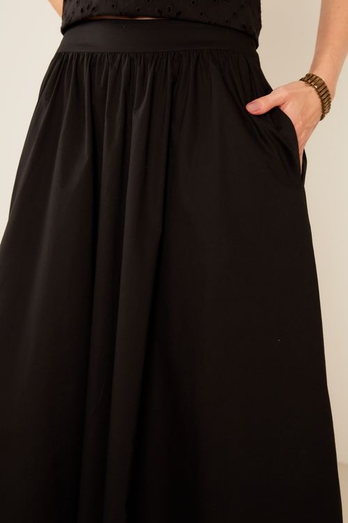 Saia Casual Algodão - Preto