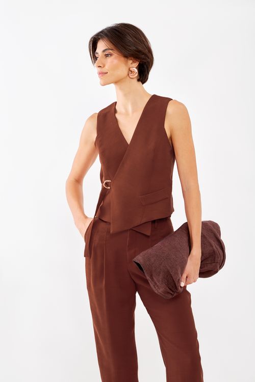Colete Casual Amarração - Marrom Mocha