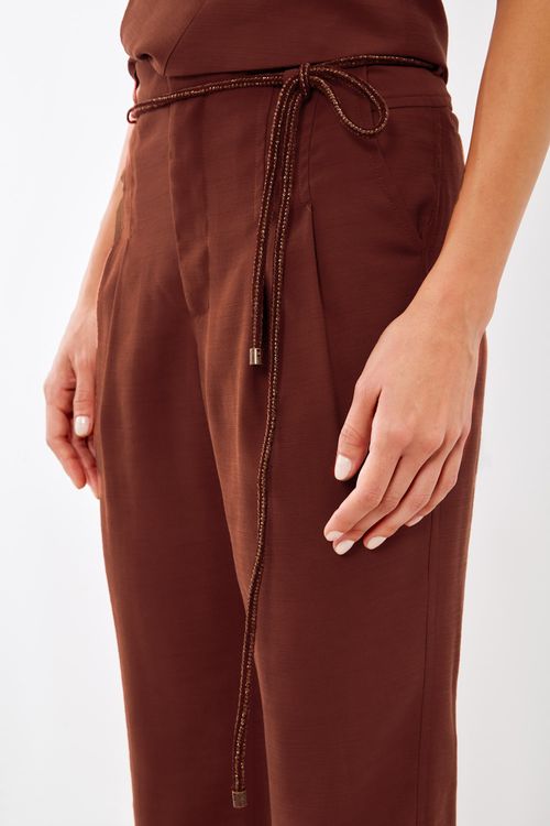 Calça Prega Casual - Marrom Mocha