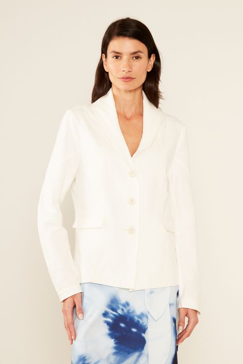 Jaqueta Sarja Lapela Bolso - Off White