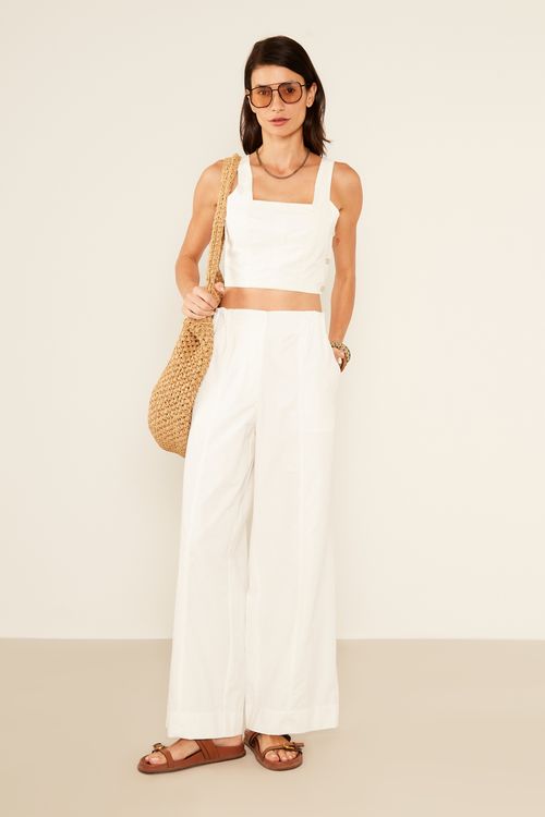 Calça Casual Algodão - Off White