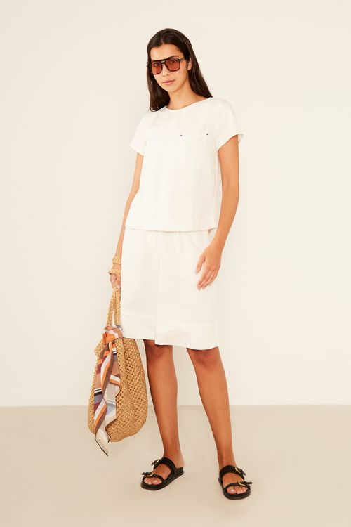 Blusa Casual Bolso - Cru