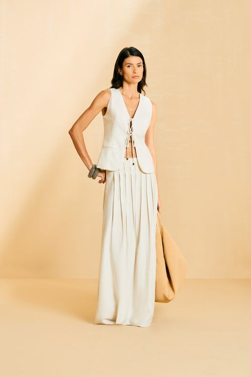 Saia Casual Midi Nesgas - Cru