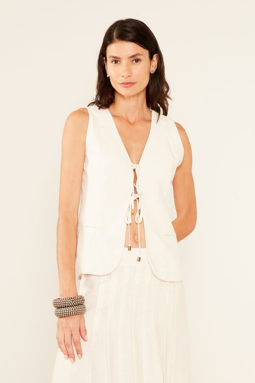 Blusa Casual Laços - Cru