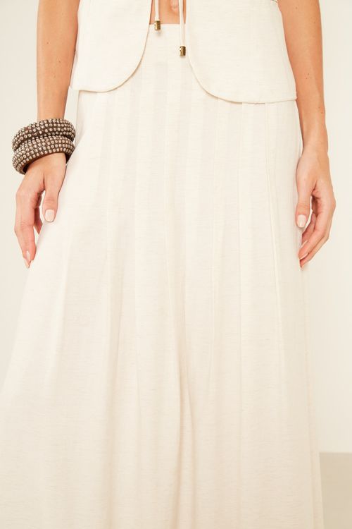 Saia Casual Midi Nesgas - Cru