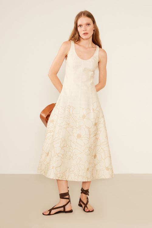 Vestido Midi Estampa Tulipa Gold - Est Tulipa Gold