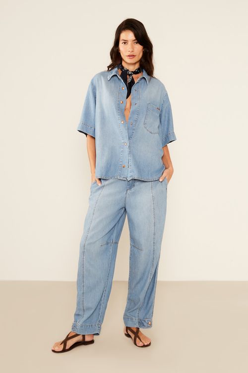 Calça Jeans Ballon Alfaiataria - Jeans