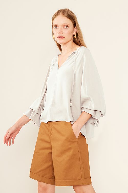 Blusa Casual Decote Franzido - Off White