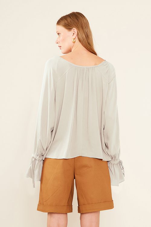 Blusa Casual Decote Franzido - Off White