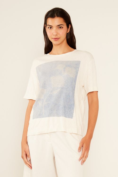 T-Shirt Malha Silk Azuli - Off White
