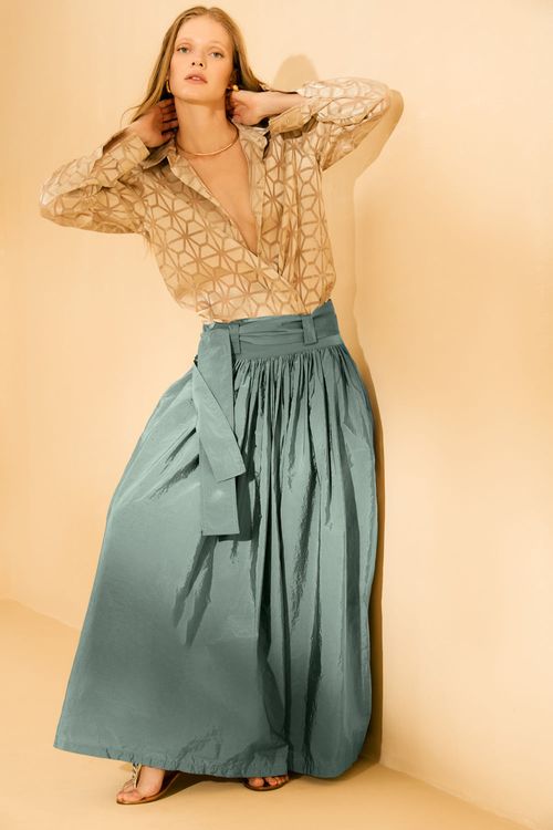 Saia Techno Faixa - Verde Oceanico