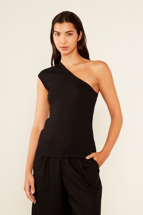 Blusa Malha Basica Ombro Só - Preto