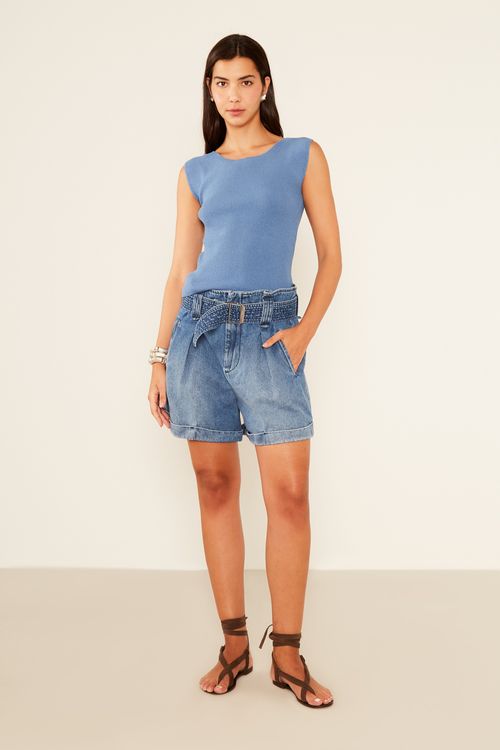 Short Jeans Faixa Pespontada - Jeans