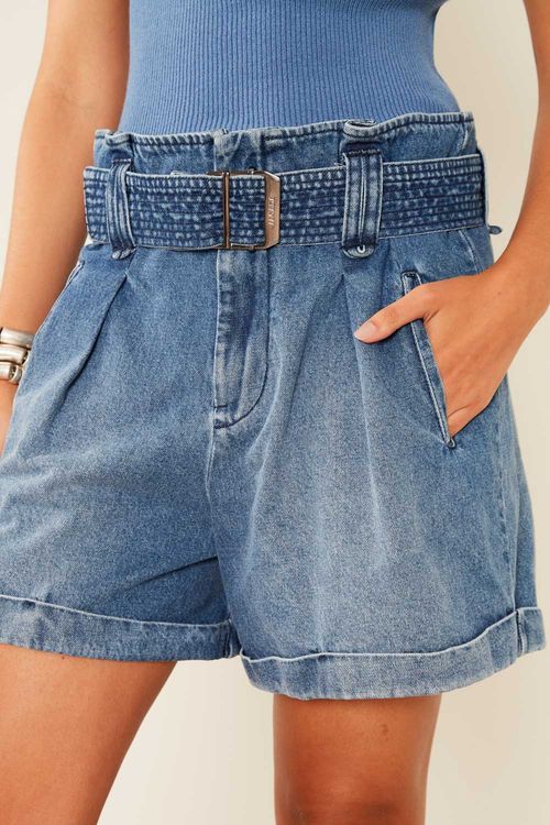 Short Jeans Faixa Pespontada - Jeans