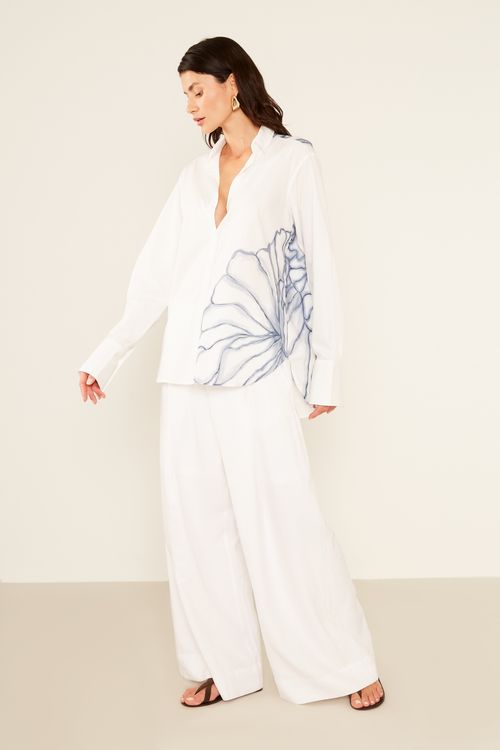 Calça Alfaiataria Com Passante - Off White