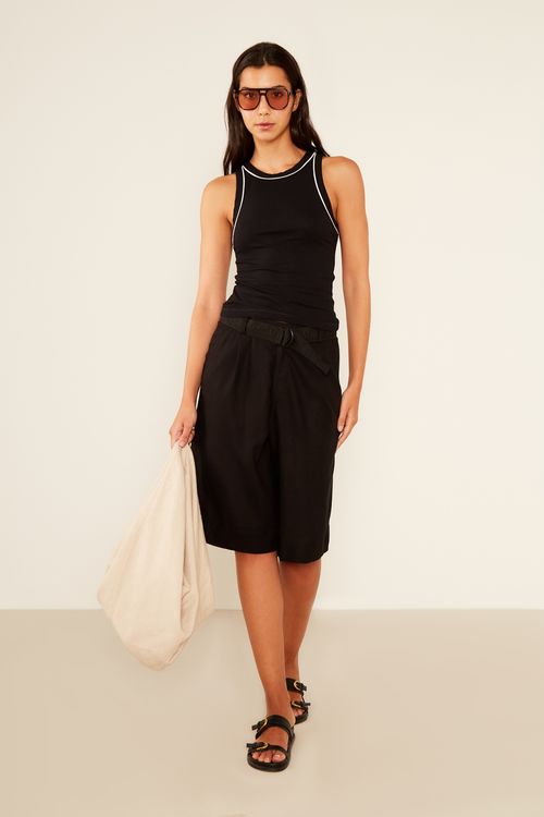 Bermuda Linho Casual - Preto