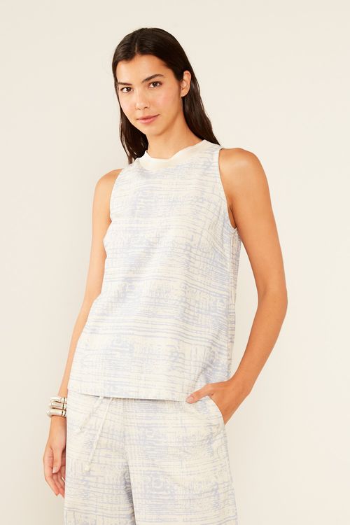 Blusa Alça Estampa Xadrez Blue - Est Xadrez Blue