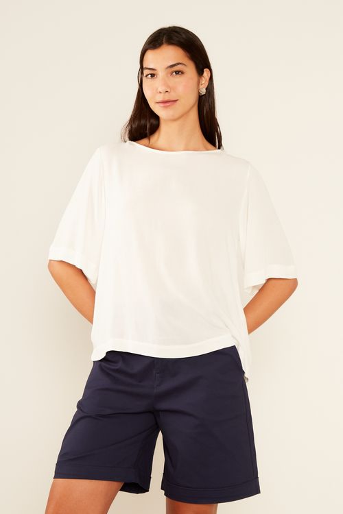 Blusa Casual Recorte Mangas - Off White