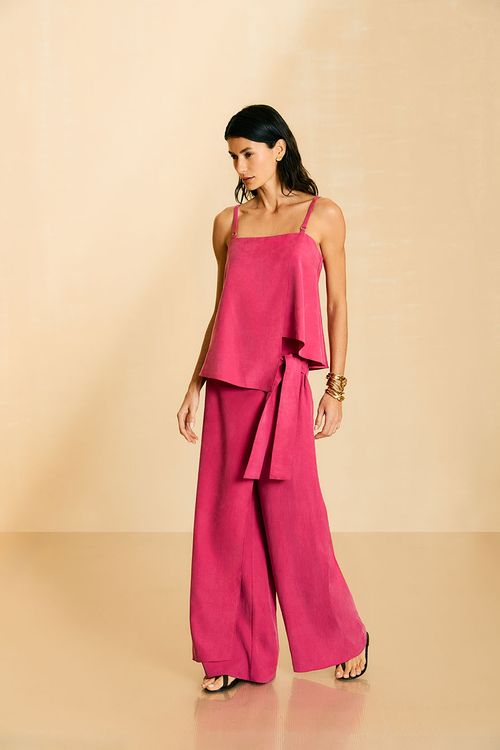 Calça Alfaiataria Transpassada - Rosa Radiante