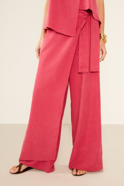 Calça Alfaiataria Transpassada - Rosa Radiante