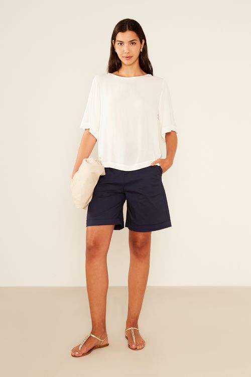 Blusa Casual Recorte Mangas - Off White