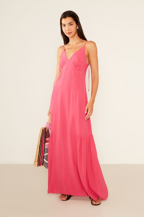 Vestido Casual Recortes - Rosa Radiante