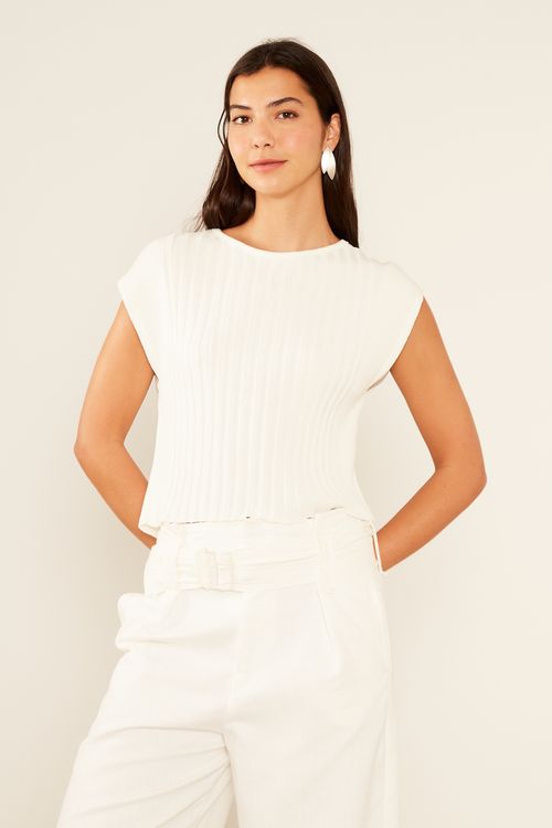 Blusa Tricot Manga Japonesa - Off White