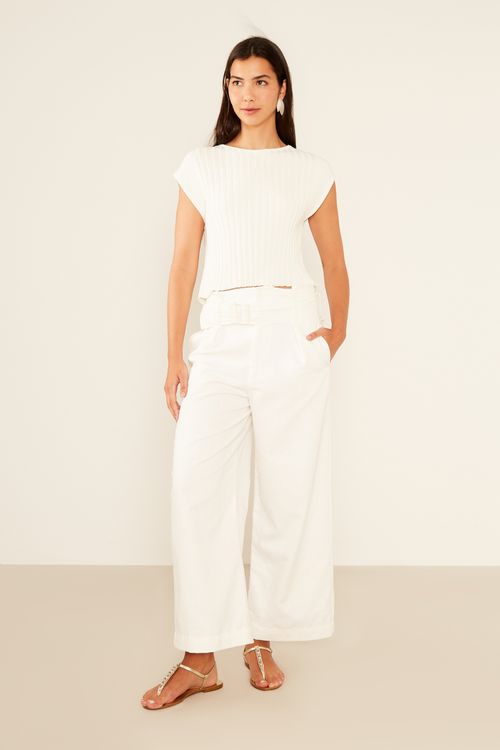 Blusa Tricot Manga Japonesa - Off White