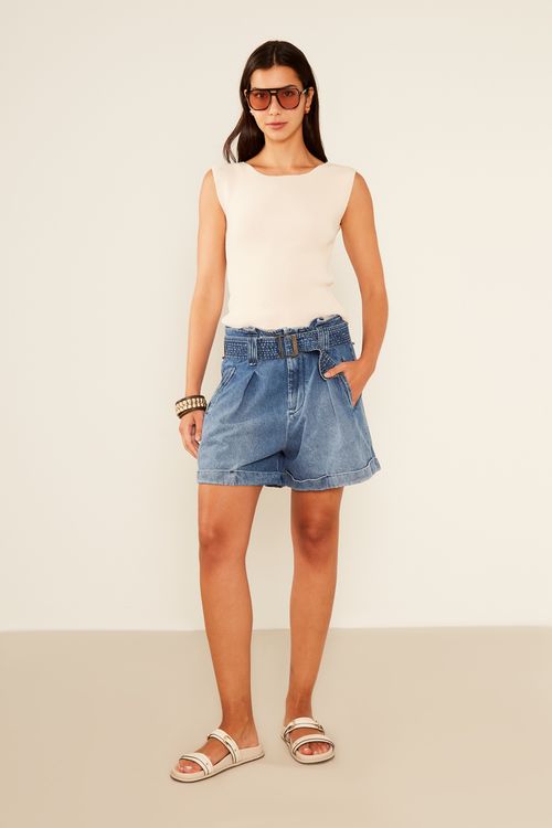 Blusa Tricot Maxi Decote - Off White