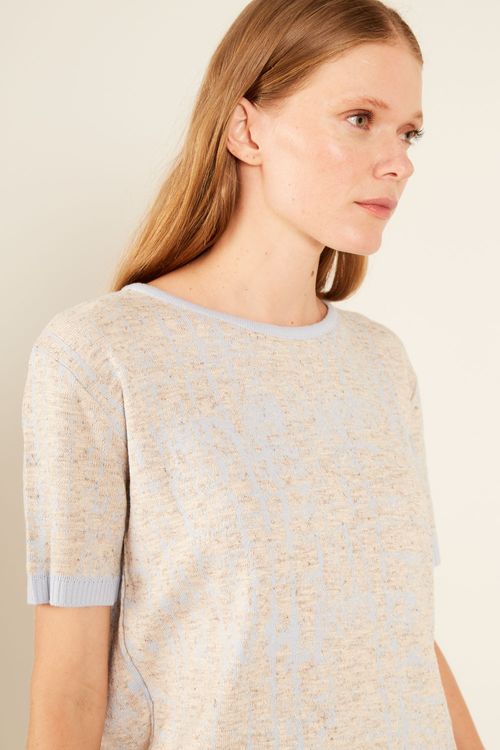 T-Shirt Tricot Jacquard Xadrez - Est Xadrez Blue